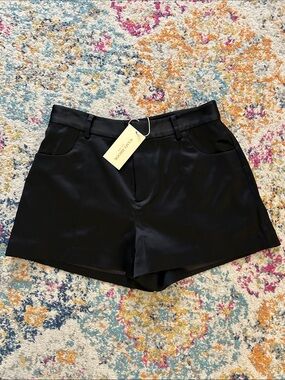 Ramy Brook Rosalind satin shorts in black Original XS sample NWTS